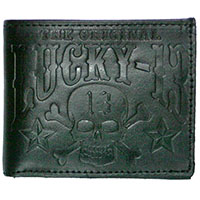 Skull & Stars Embossed Leather Bifold Wallet by Lucky 13