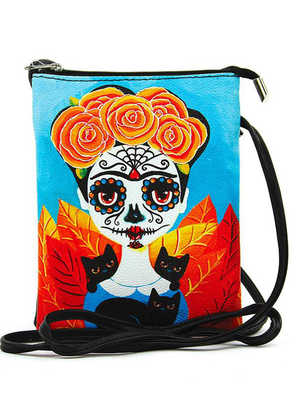 Day of the Dead Frida & Black Cats Cross-Body Bag by Comeco