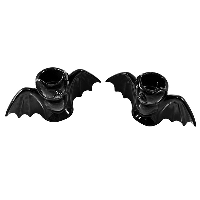 Black Bat Candlestick Holders by Sourpuss