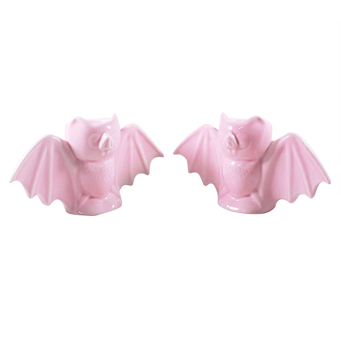 Pink Bat Candlestick Holders by Sourpuss