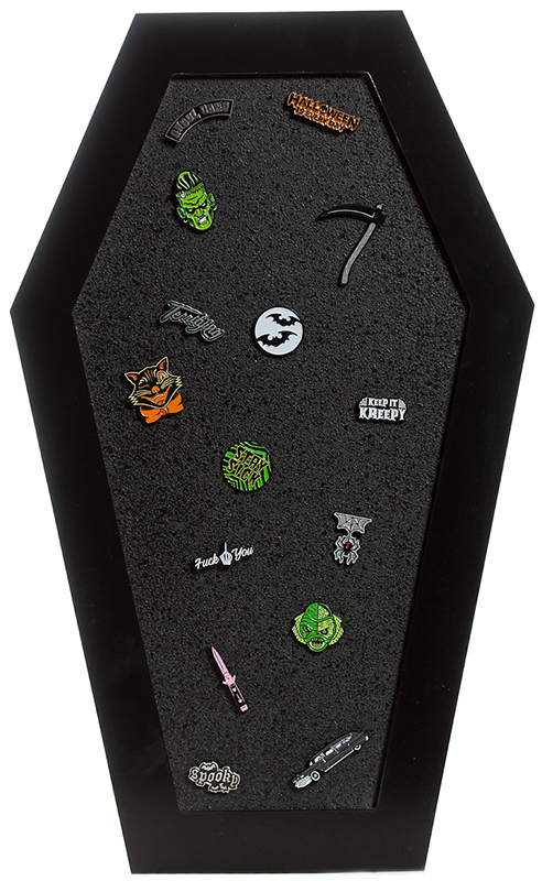 *Black Coffin Corkboard by Sourpuss (great for enamel pins)