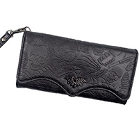 Embossed Death Repeat Trifold Vinyl Clutch / Wallet by Kreepsville 666