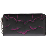 Salem Large Bat Wallet/Clutch by Banned Apparel - purple embroidery