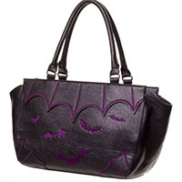 Bats Handbag by Banned Apparel in Purple Bats