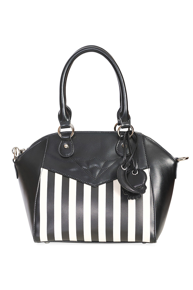 Striped Another Lost Soul Bag by Banned Apparel in Black & White