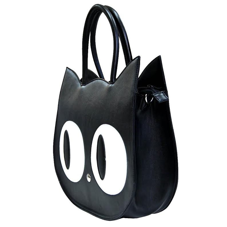 Heart Of Gold Black Cat Handbag by Banned Apparel in Black
