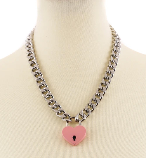 Heart Shaped Lock & Chain Necklace by Funk Plus (Various Color Locks ...