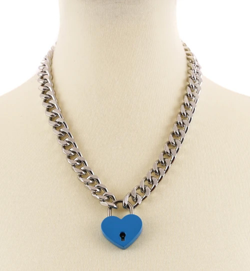 Heart Shaped Lock & Chain Necklace by Funk Plus (Various Color Locks)