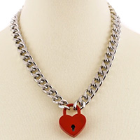 Heart Shaped Lock & Chain Necklace by Funk Plus (Various Color Locks)