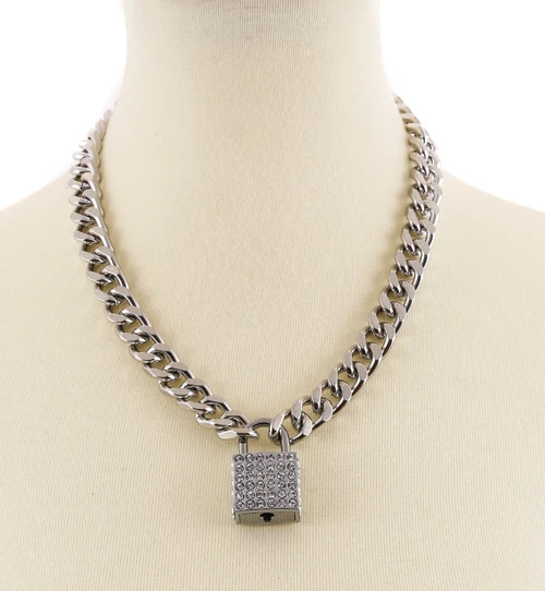 lock chain necklace silver