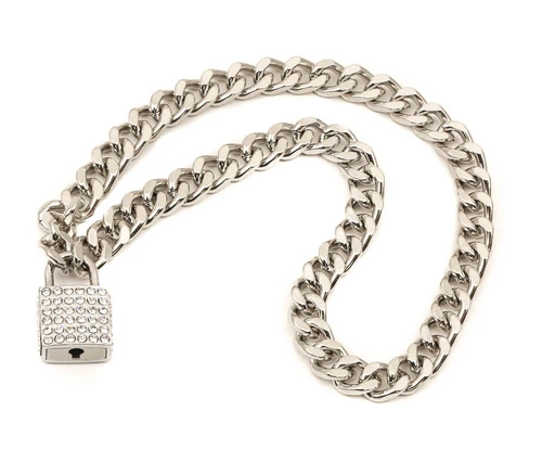 Lock & Chain Necklace by Funk Plus (Silver Chain, Various Color Locks)