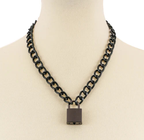 Lock & Chain Necklace by Funk Plus (Black Chain, Various Color Locks)