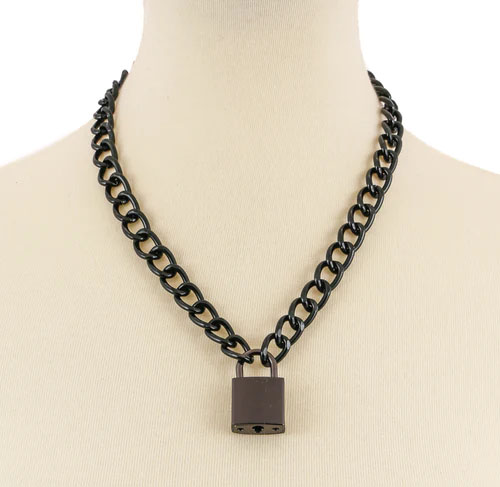 Lock & Chain Necklace by Funk Plus (Black Chain, Various Color