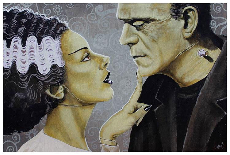 Flirtationship Bride & Frankenstein Mike Bell -  Fine Art Print