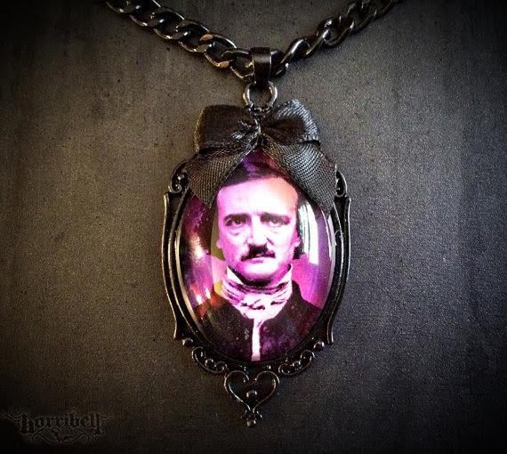 Edgar Allan Poe Purple Necklace with Black Frame by Horribell