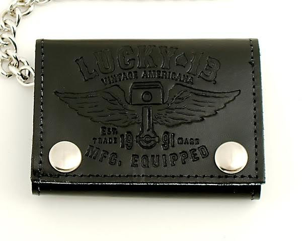 Winged Piston Tri-Fold Embossed Leather Wallet by Lucky 13