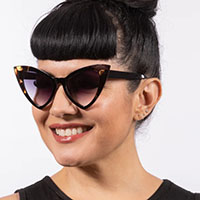 Victorian Cat's Eye Sunglasses by Lux de Ville - Black & Leopard - SALE