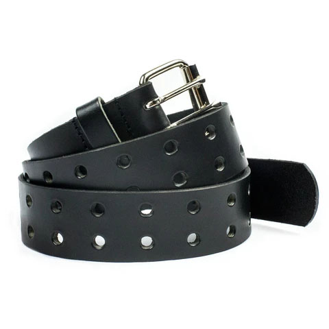 Black Leather Double Hole Belt