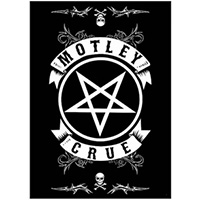 Motley Crue- Logo & Pentagram (White On Black) magnet