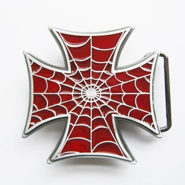 Red Iron Cross With Spiderweb belt buckle (bb134)