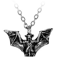 Vampyr Small Bat Pewter Pendant Necklace by Alchemy England 1977