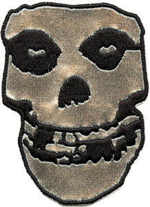 Misfits- Silver Pleather Skull 10" embroidered patch / back patch
