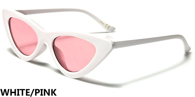 Cat Eye Retro Sunglasses (Black Or White With Various Color Lenses)