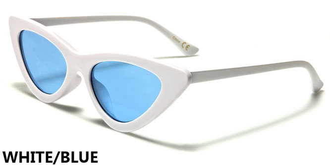 Cat Eye Retro Sunglasses (Black Or White With Various Color Lenses)