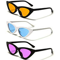 Cat Eye Retro Sunglasses (Black Or White With Various Color Lenses)