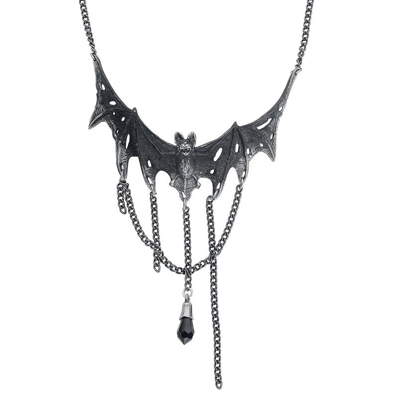 Villa Diodati Chained Bat Pewter Necklace by Alchemy England 1977