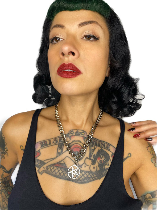 Pentagram Necklace by Switchblade Stiletto - Thick Chain