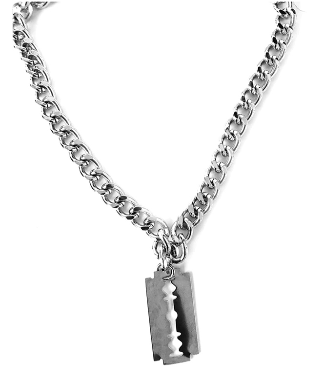 Razor Blade Necklace by Switchblade Stiletto - Thick Chain