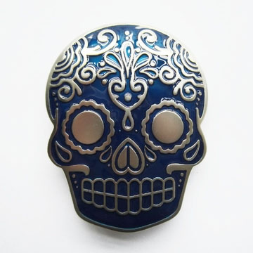 Sugar Skull (Blue) belt buckle (bb175)