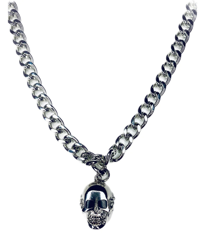 Large Skull Necklace by Switchblade Stiletto - Thick Chain
