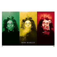 Bob Marley- 3 Smoking Pics Poster