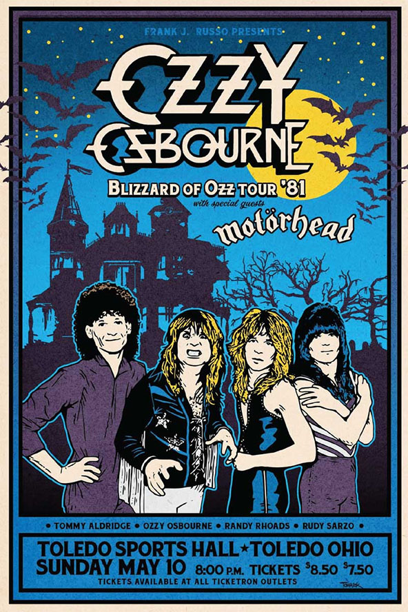 Ozzy Osbourne & Motorhead- Blizzard Of Ozz Tour 81  poster (B4)