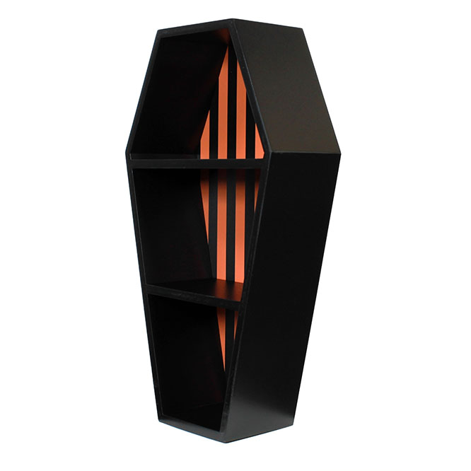 3 Tier Coffin Shelf by Sourpuss - Black & Pumpkin Orange Striped