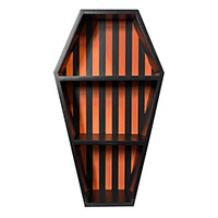 3 Tier Coffin Shelf by Sourpuss - Black & Pumpkin Orange Striped