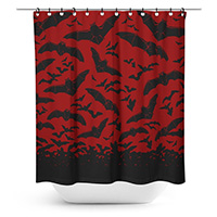 Spooksville Bats Shower Curtain by Sourpuss - Burgundy Red
