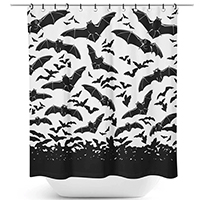 Spooksville Bats Shower Curtain by Sourpuss - black & white
