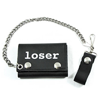 Loser On A Black Leather Wallet (Comes With Chain)