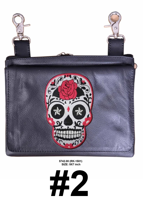 Sugar Skull Soft Leather Clip On Bag by Unik Leather (Sale price!)