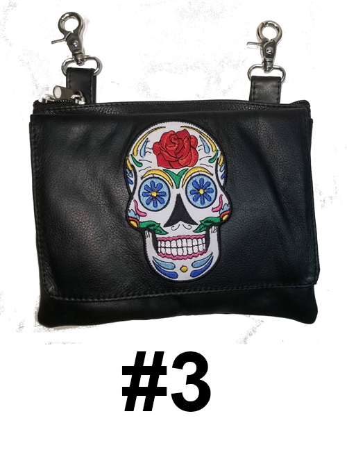 Sugar Skull Soft Leather Clip On Bag by Unik Leather (Sale price!)