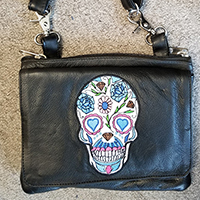 Sugar Skull Soft Leather Clip On Bag by Unik Leather (Sale price!)