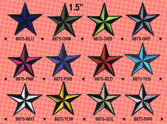BRIGHT RED 1.5 inch iron on NAUTICAL STAR patch applique rockabilly punk 125