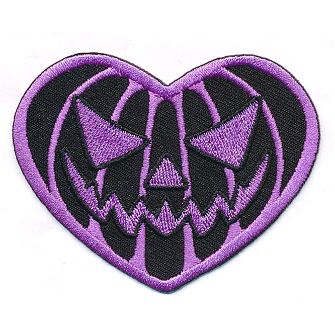 Purple Pumpkin Heart Embroidered Patch by Kreepsville 666 (ep1081)