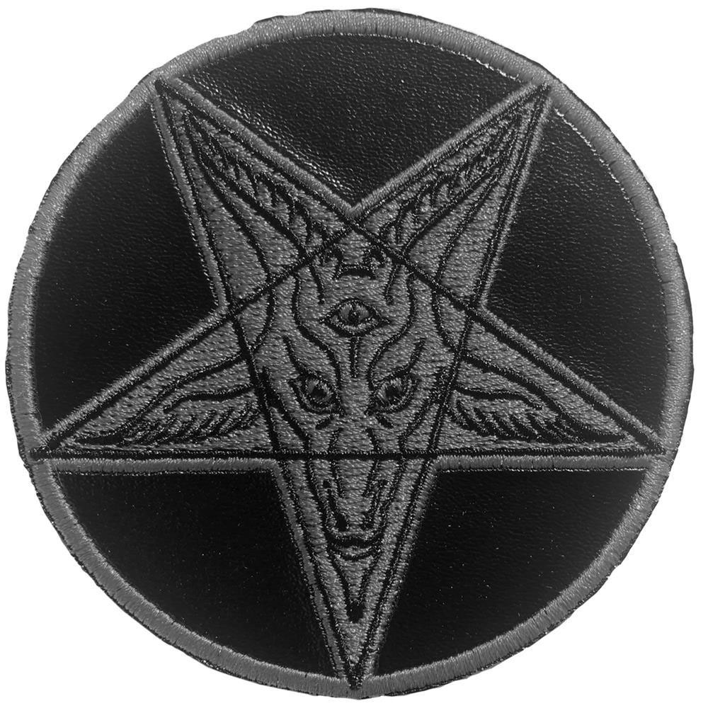 Baphomet Satanic Circle in Black Embroidered Patch by Kreepsville 666 - grey (EP975)
