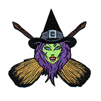 Witch Crossed Brooms Embroidered Patch by Kreepsville 666 (ep1083)