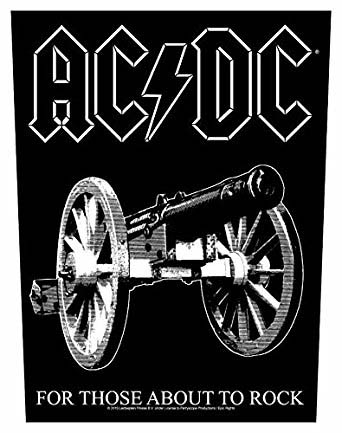 AC/DC- For Those About To Rock (White Print) Sewn Edge Back Patch (bp32)