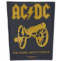 AC/DC- For Those About To Rock (Gold Print) Sewn Edge Back Patch (bp37)